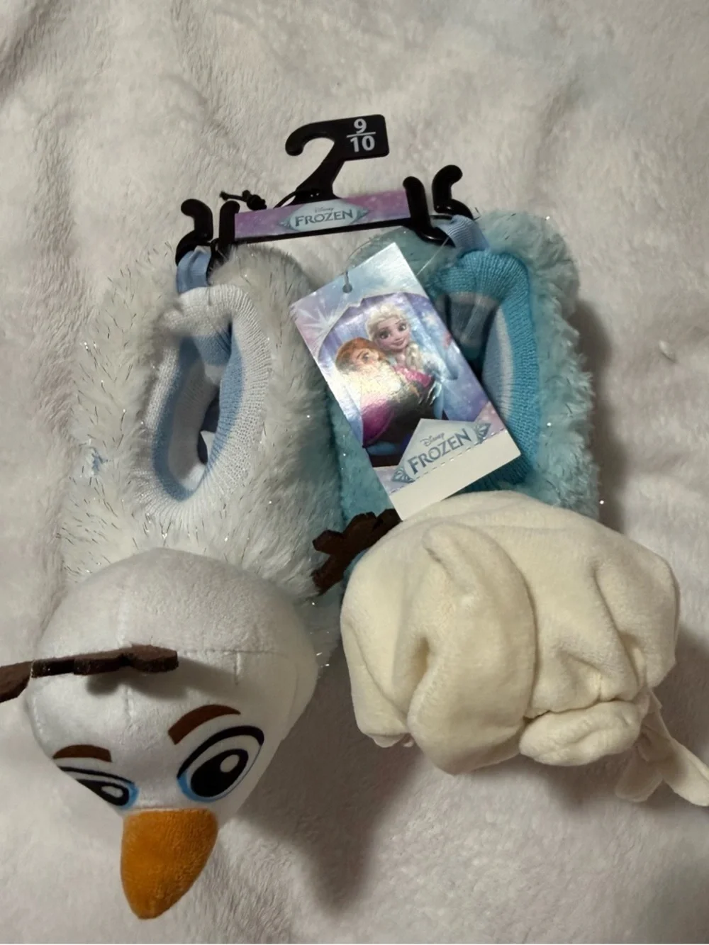 NWT Disney Frozen Plush Slippers Olaf & Elsa Toddler Girls Size 9/10 Cozy Cute